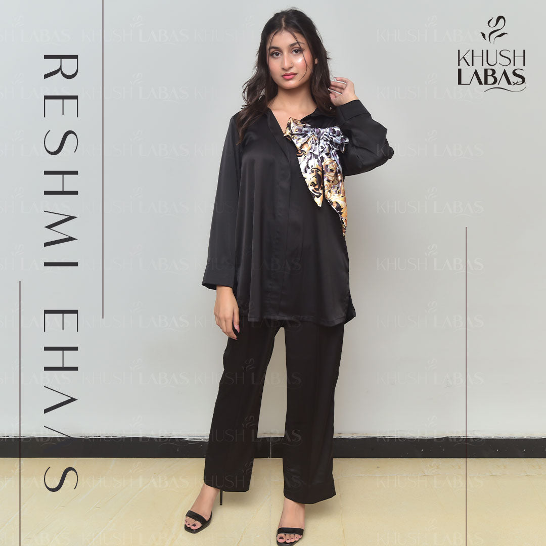 Black Soft silk Co-ord