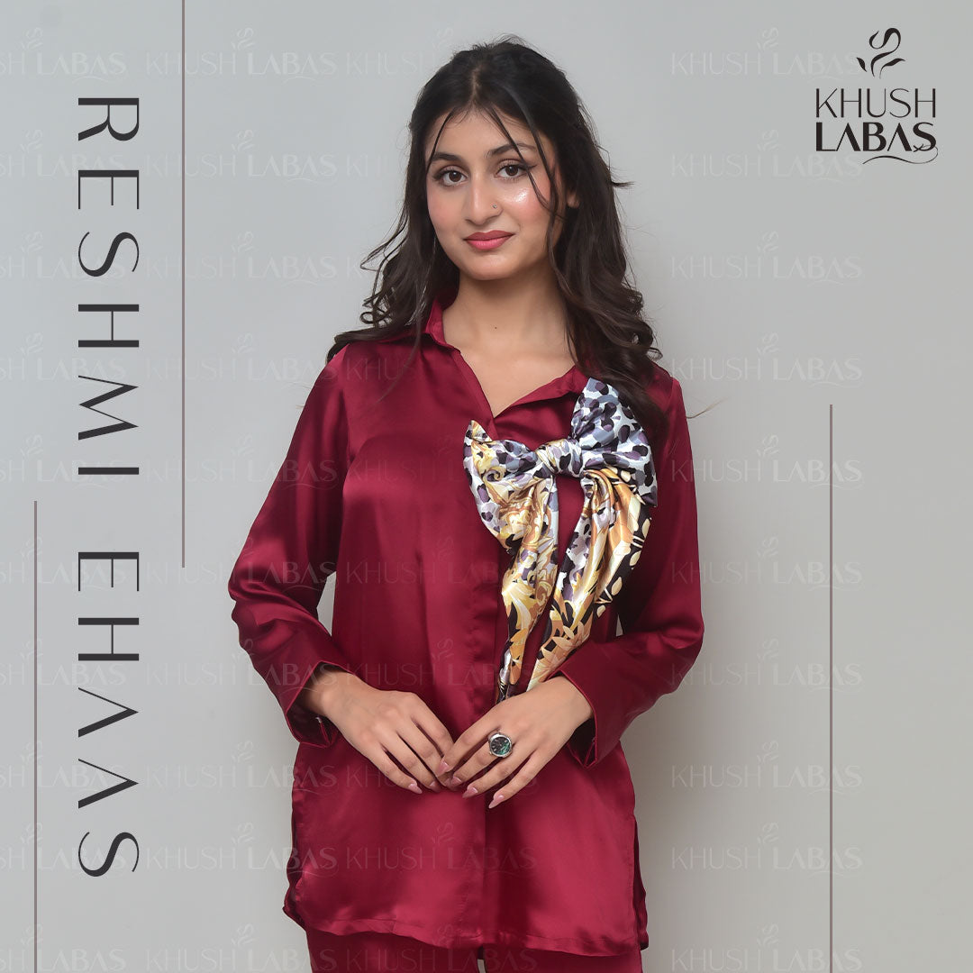 Maroon Soft silk Co-ord