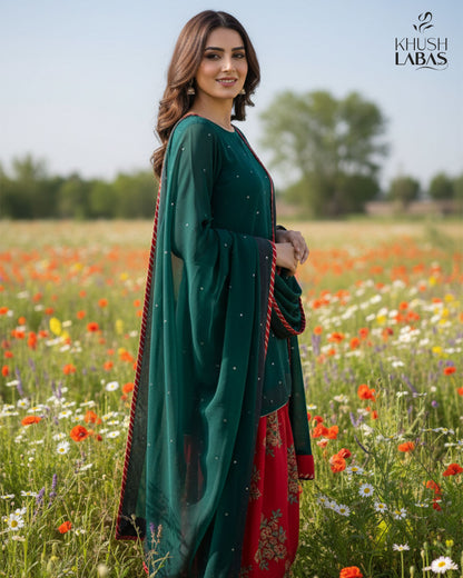 Pure Crinkle Chiffon shirt & dupatta for an elegant flow