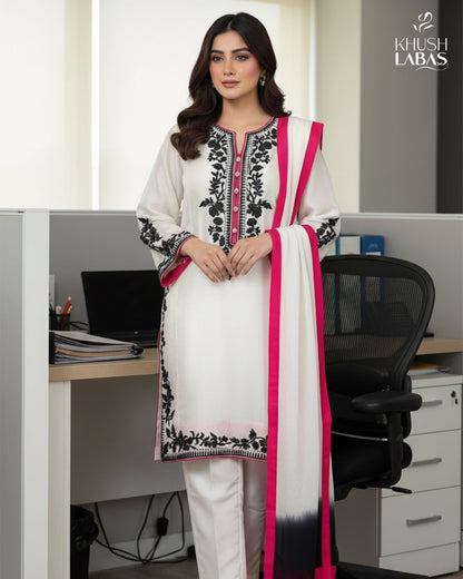 Festive Glow – Elegant Fusion Dress with Embellished Neckline