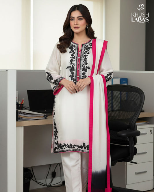Festive Glow – Elegant Fusion Dress with Embellished Neckline