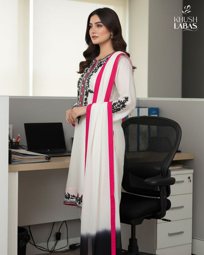 Festive Glow – Elegant Fusion Dress with Embellished Neckline