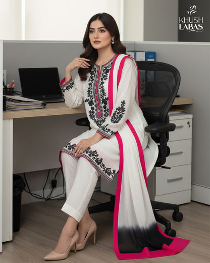 Festive Glow – Elegant Fusion Dress with Embellished Neckline