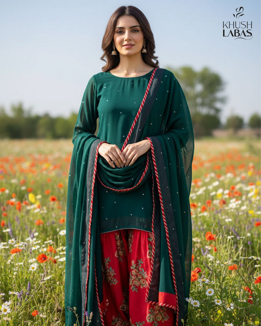 Pure Crinkle Chiffon shirt & dupatta for an elegant flow