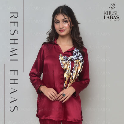 Maroon Soft silk Co-ord