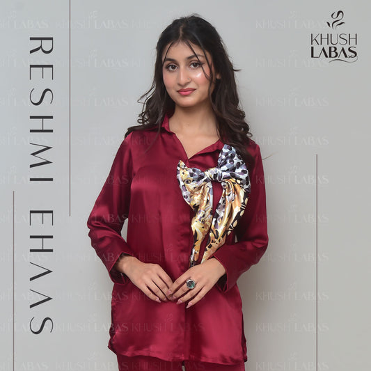 Maroon Soft silk Co-ord